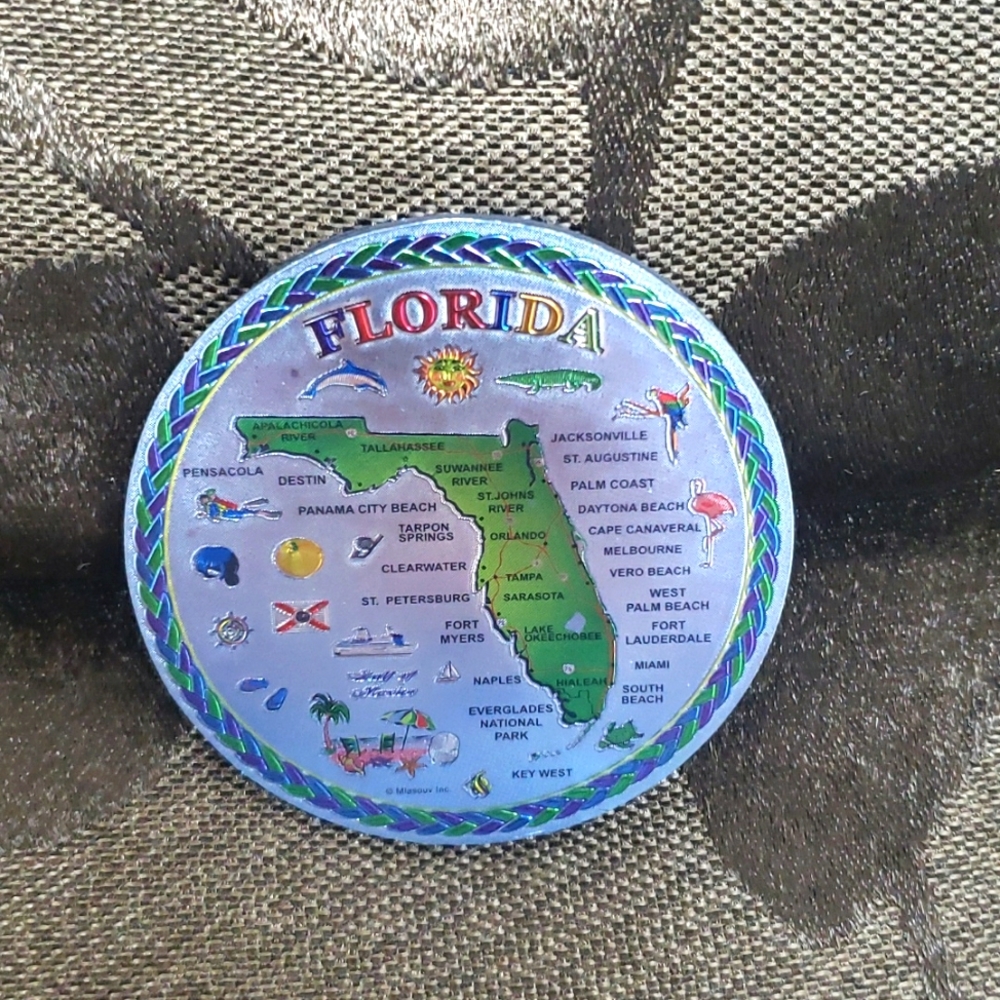 #3 Refrigerator Magnet Decoration Florida Map Circular.
